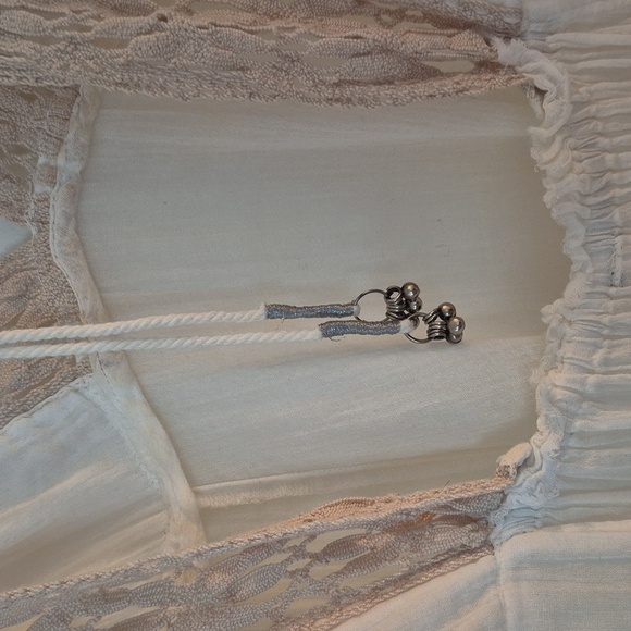 NWOT Free People Boho Festival Gauzy Cotton Dress Crochet Trim Oversized - Picture 5 of 8